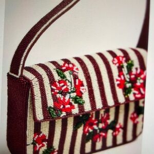 ❤️ ANTHROPOLOGIE THE FIONA BEADED FLORAL EDITION FLORAL BAG GARDEN PURSE NEW